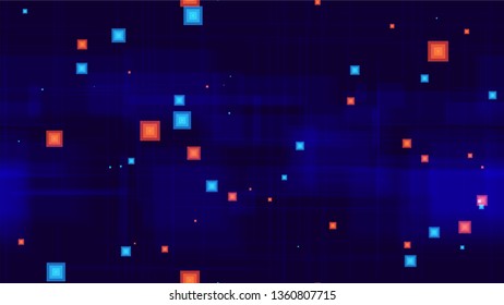 Futuristic Science Seamless Neon Background. Abstract Modern Texture. Cover Pattern with Neon Shapes. Background with Geometric Shapes.