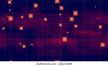 Futuristic Science Seamless Neon Background. Texture with Bright Rectangles. Minimal Neon Poster Pattern. Background with Geometric Shapes.