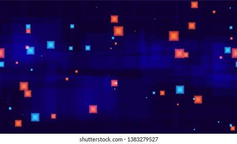 Futuristic Science Seamless Neon Background. Abstract Modern Texture. Digital Future Technology Pattern. Digital Cover Background.