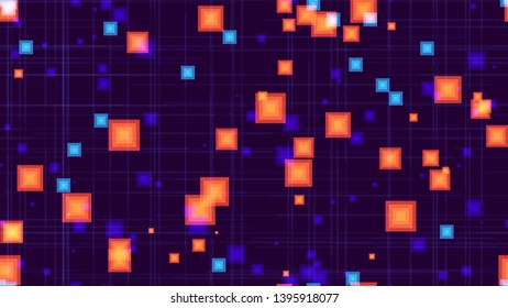 Futuristic Science Seamless Neon Background. Abstract Modern Texture. Cover Pattern with Neon Shapes. Digital Cover Background.