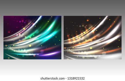 Futuristic, science and technology concept, shiny light rays illustration in two color option.