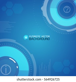 Futuristic Scientific Template with abstract circles and hexagons on blue background vector illustration