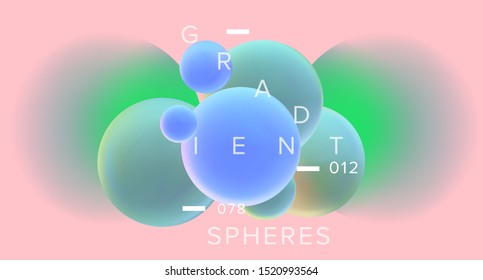 Futuristic sci-fi abstract background with floating 3D spheres in space. Vector background for science, biology, technology project.