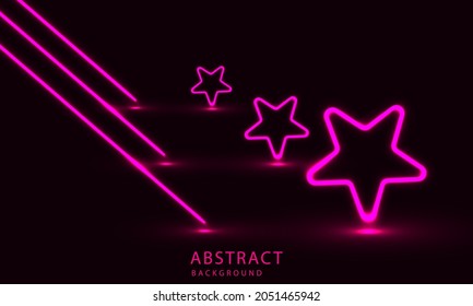 Futuristic Sci-Fi Abstract Pink Neon Light Shapes On Black Background. Exclusive wallpaper design for poster, brochure, presentation, website etc.