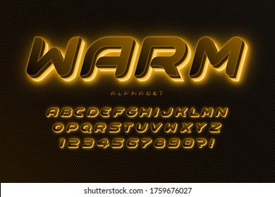 Futuristic sci-fi alphabet, extra glowing space design, creative characters set. Vector illustration