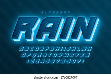 Futuristic sci-fi alphabet, extra glowing space design, creative characters set. Vector illustration