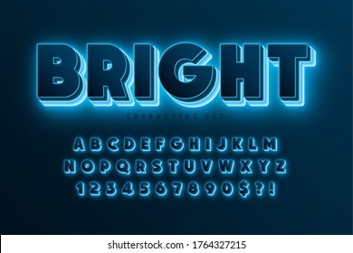 Futuristic sci-fi alphabet, extra glowing space design, creative characters set. Vector illustration