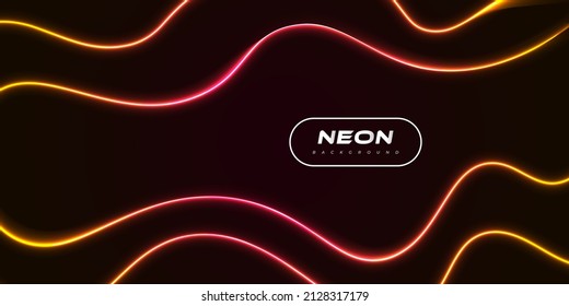 Futuristic Sci  Fi Background and Glowing Red   Yellow Neon Lines Isolated Dark Background  Abstract Dynamic Backdrop