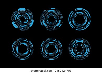 Futuristic sci-fi display circular elements, HUD futuristic user interface