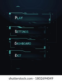 Futuristic Sci-Fi FUI Menu Buttons Set for Mobile Video Games and Interactive Projects