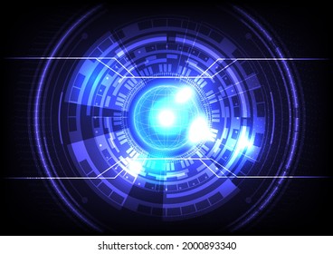 Futuristic Sci-Fi glowing HUD circle and sphere. Blue light effect. Abstract hi-tech background. Head-up display interface. Virtual reality technology innovation screen. Digital business