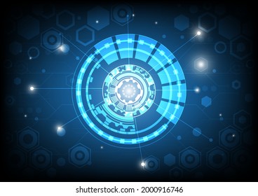 Futuristic Sci-Fi glowing HUD circle and sphere. Light effect. Abstract hi-tech background. Head-up display interface. Virtual reality technology innovation screen. Digital business. Geometrics shapes