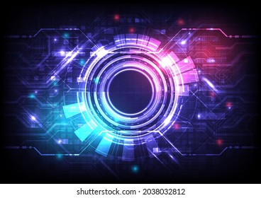 Elemento circular HUD futurista de ciencia ficción-Fi. Resumen de antecedentes de alta tecnología. Partícula holográfica de la interfaz de visualización de la cabeza arriba. Tecnología de realidad virtual de ciberinformática, máquina e ingeniería