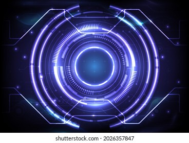 Futuristic Sci-Fi glowing HUD element. Abstract hi-tech background. Circuit lines of head-up display interface. Virtual reality technology innovation screen. Circle engineer hologram