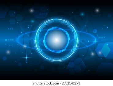 Futuristic Sci-Fi glowing HUD element and particle engineering. Abstract hi-tech particle background. Hologram and head-up display interface. Virtual reality technology innovation