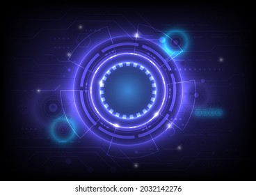Elementos HUD brillantes de ciencia ficción futurista, tablero de circuitos y partícula de ingeniería. Resumen del fondo de partículas de alta tecnología. Interfaz de visualización de holograma y cabezal. Innovación en realidad virtual