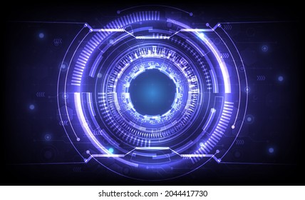 Futuristic Sci-Fi glowing HUD element. Abstract hi-tech background. Data computer of head-up display interface. Virtual reality technology innovation screen. Circle engineer hologram