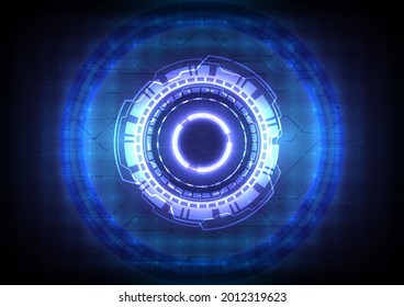 Futuristische Sci-Fi leuchtende HUD Benutzer. Digitaler Infografik-Rahmen. Abstraktes Hologramm, High-Tech-Hintergrund. Virtual-Reality-Technologie-Verbindung von elektrischen. Circle Interface. Internet der Datenverbindung