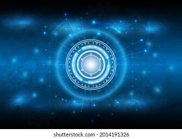 Futuristic Sci-Fi glowing HUD user. Digital infographic frame. Abstract hologram hi-tech background. Virtual reality technology electric innovation of data science