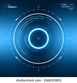 Futuristic Sci-Fi HUD Circle Element. Abstract Hologram Design Background. Virtual Reality
