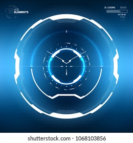 Futuristic Sci-Fi HUD Circle Element. Abstract Hologram Design Background. Virtual Reality