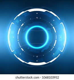 Futuristic Sci-Fi HUD Circle Element. Abstract Hologram Design Background. Virtual Reality