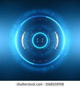 Futuristic Sci-Fi HUD Circle Element. Abstract Hologram Design Background. Virtual Reality