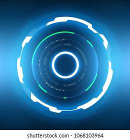 Futuristic Sci-Fi HUD Circle Element. Abstract Hologram Design Background. Virtual Reality
