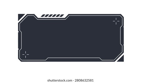 Futuristic sci-fi HUD frame digital tech user interface border element dark graphic banner