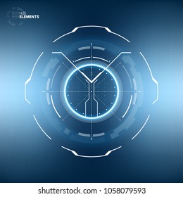 Futuristic Sci-Fi HUD User Interface Circle Element Virtual Reality Design. Abstract Background