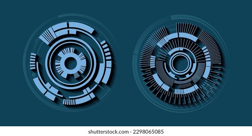 The futuristic Sci-Fi interface digital abstract frame. hi-tech innovative virtual reality technology. networked system designed for processing and analyzing data, data science vector illustration.