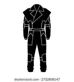 Futuristic Sci-Fi Jumpsuit Vector Illustration - Stylish Black and White Cyberpunk or Space Suit Design for Gaming and Apparel