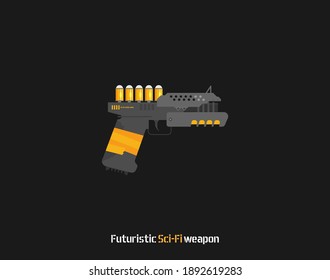 Futuristische Sci-Fi Pistol-Flachvektor. Waffen. Gun.