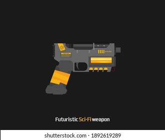 Futuristic Sci-Fi Pistol flat vector. Weapon. Gun.
