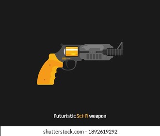 Futuristic Sci-Fi Pistol flat vector. Weapon. Gun.