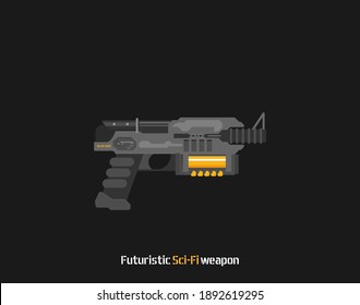 Futuristische Sci-Fi Pistol-Flachvektor. Waffen. Gun.