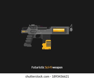 Futuristic Sci-Fi Pistol flat vector. Weapon. Gun.