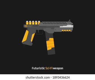 Futuristische Sci-Fi Pistol-Flachvektor. Waffen. Gun.