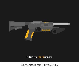 Futuristic Sci-Fi Pistol flat vector. Weapon. Gun.