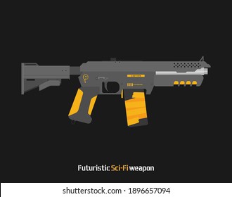 Futuristic Sci-Fi Pistol flat vector. Weapon. Gun.
