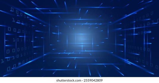 Futuristic sci-fi technology speed blue light background vector editable
