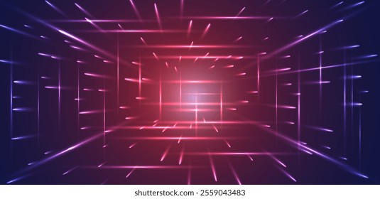 Futuristic sci-fi technology speed red light background vector editable