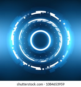 Futuristic Sci-Fi VR HUD Circle Background. Virtual Reality Technology Design for Games, Advertising, Banner, Interface, Artificial Intelligence Graphical User Interface and other