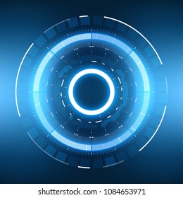 Futuristic Sci-Fi VR HUD Circle Background. Virtual Reality Technology Design for Games, Advertising, Banner, Interface, Artificial Intelligence Graphical User Interface and other