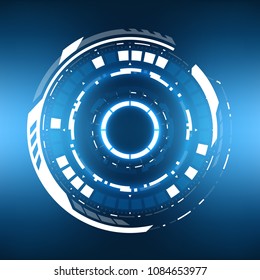Futuristic Sci-Fi VR HUD Circle Background. Virtual Reality Technology Design for Games, Advertising, Banner, Interface, Artificial Intelligence Graphical User Interface and other