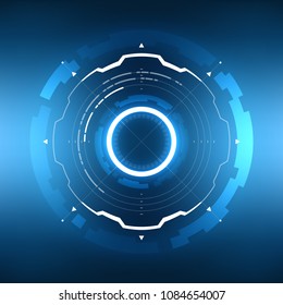 Futuristic Sci-Fi VR HUD Circle Background. Virtual Reality Technology Design for Games, Advertising, Banner, Interface, Artificial Intelligence Graphical User Interface and other