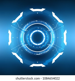 Futuristic Sci-Fi VR HUD Circle Background. Virtual Reality Technology Design for Games, Advertising, Banner, Interface, Artificial Intelligence Graphical User Interface and other