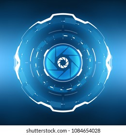Futuristic Sci-Fi VR HUD Circle Background. Virtual Reality Technology Design for Games, Advertising, Banner, Interface, Artificial Intelligence Graphical User Interface and other