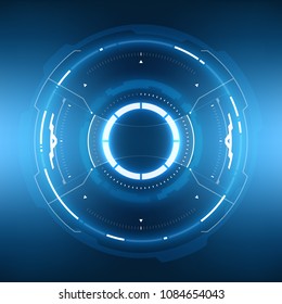 Futuristic Sci-Fi VR HUD Circle Background. Virtual Reality Technology Design for Games, Advertising, Banner, Interface, Artificial Intelligence Graphical User Interface and other