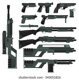 Futuristic Scifi Weapons Stock Vector (Royalty Free) 249556600